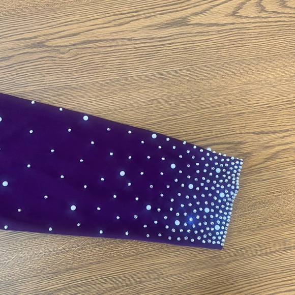 MSK Purple Dress w/ Rhinestones & Pearl Sleeves - Picture 3 of 4